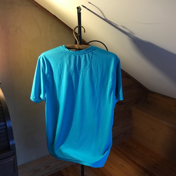 Caribbean Joe Teal Polyester Short Sleeved Top, EUC, L - Picture 2 of 11